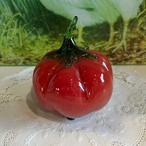🍅 Vintage Red Glass Tomatoe 🍅from Prague
